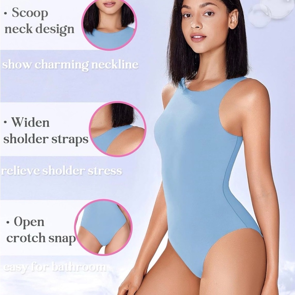 Elegant Sky Blue Women's Bodysuit L-XL - Picture 3 of 6